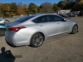 2017 Genesis G80 3.8L with VIN KMHGN4JE9HU204684, listed as a Copart auction lot 77421114 with 113,045 mi miles and Salvage Title. Bid and sale history available at carsss.com. Image 3.