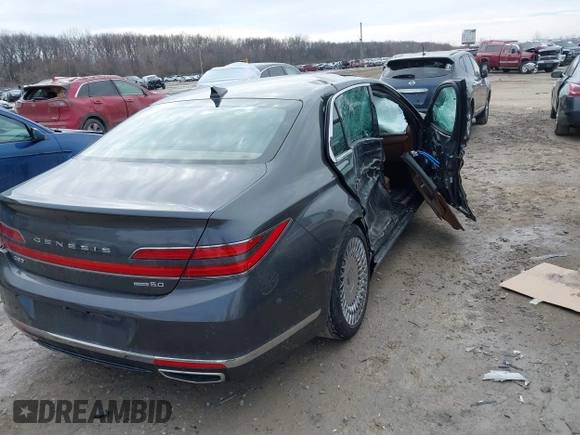 2020 Genesis G90 Ultimate z VIN KMTF54PH1LU081314, wystawiony jako IAAI lot #41642178 z przebiegiem 122 450 mil mil oraz . Historia ofert i sprzedaży dostępna na DreamBid. Obrazek 4.