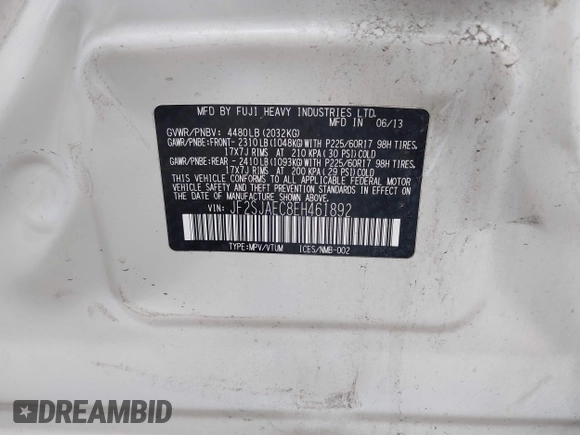2014 Subaru Forester Premium with VIN JF2SJAEC8EH461892, listed as a IAAI auction lot 42227391 with 124,206 mi miles and . Bid and sale history available at DreamBid. Image 9.