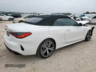 2021 BMW 4 Series 430i z VIN WBA23AT07MCG22827, wystawiony jako Copart lot #57776505 z przebiegiem 6874 mil mil oraz Szkody całkowita. Historia ofert i sprzedaży dostępna na DreamBid. Obrazek 3.