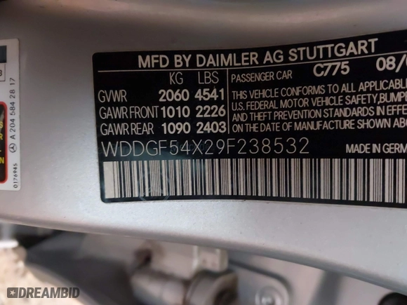 2009 Mercedes-Benz C-Class 3.0L Sport with VIN WDDGF54X29F238532, listed as a IAAI auction lot 41757501 with 130,962 mi miles. Bid and sale history available at carsss.com. Image 9.