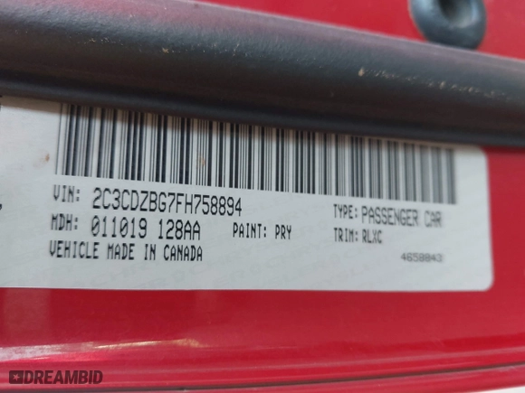 2015 Dodge Challenger SXT Plus with VIN 2C3CDZBG7FH758894, listed as a IAAI auction lot 41746046 with 141,370 mi miles. Bid and sale history available at carsss.com. Image 9.