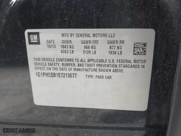 2014 Chevrolet Cruze ECO with VIN 1G1PH5SB1E7213677, listed as a IAAI auction lot 41205011 with 89,195 mi miles. Bid and sale history available at carsss.com. Image 9.