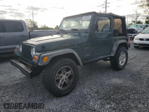 2002 Jeep Wrangler Sport with VIN 1J4FA49SX2P726553, listed as a Copart auction lot 42559245 with 198,584 mi miles and Clean Title. Bid and sale history available at carsss.com. Image 1.