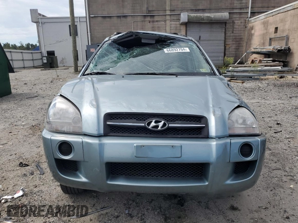 2007 Hyundai Tucson GLS with VIN KM8JM12B27U493059, listed as a Copart auction lot 66892704 with 36,562 mi miles and Salvage Title. Bid and sale history available at carsss.com. Image 5.