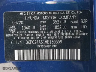 2021 Hyundai Accent SE with VIN 3KPC24A61ME130559, listed as a IAAI auction lot 41370471 with 41,693 mi miles. Bid and sale history available at carsss.com. Image 9.