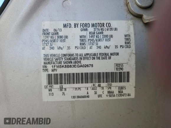 2014 Ford Explorer z VIN 1FM5K8B83EGA02675, wystawiony jako Copart lot #54569055 z przebiegiem 243 368 mil mil oraz Szkoda całkowita • Salvage title. Historia ofert i sprzedaży dostępna na DreamBid. Obrazek 13.