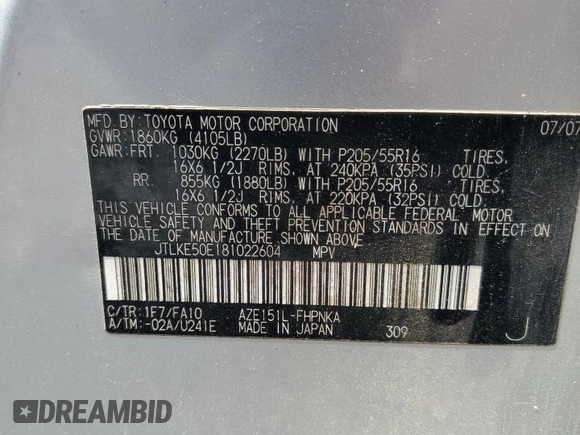 2008 Scion xB z VIN JTLKE50E181022604, wystawiony jako Copart lot #54873145 z przebiegiem 208 561 mil mil oraz Nie do naprawy • Non repairable. Historia ofert i sprzedaży dostępna na DreamBid. Obrazek 12.