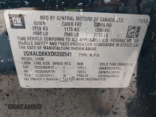 2013 Chevrolet Equinox LT z VIN 2GNALDEKXD6202541, wystawiony jako IAAI lot #41947684 z przebiegiem 137 045 mil mil oraz . Historia ofert i sprzedaży dostępna na DreamBid. Obrazek 9.