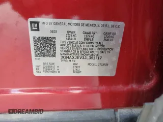 2018 Chevrolet Equinox LT with VIN 3GNAXJEV3JL351717, listed as a Copart auction lot 54150665 with 74,384 mi miles and Salvage title. Bid and sale history available at DreamBid. Image 13.