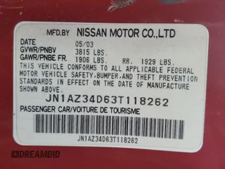 2003 Nissan 350Z Performance z VIN JN1AZ34D63T118262, wystawiony jako Copart lot #59956315 z przebiegiem Nie podano mil oraz Czysty tytuł • Clean title. Historia ofert i sprzedaży dostępna na DreamBid. Obrazek 12.