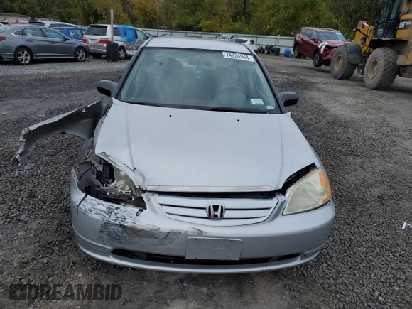 2001 Honda Civic LX with VIN 2HGES16581H556578, listed as a Copart auction lot 74934944 with 0 mi miles and Salvage Title. Bid and sale history available at carsss.com. Image 5.