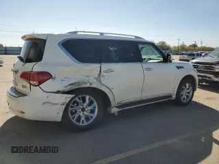 2012 Infiniti QX56 7-passenger with VIN JN8AZ2NE1C9017744, listed as a Copart auction lot 52988725 with 142,820 mi miles and Salvage title. Bid and sale history available at DreamBid. Image 3.