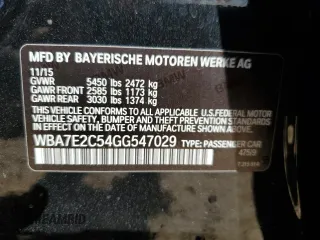 2016 BMW 7 Series 740i with VIN WBA7E2C54GG547029, listed as a Copart auction lot 49001355 with 109,385 mi miles and Clean Title. Bid and sale history available at carsss.com. Image 12.