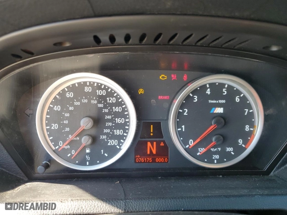 2007 BMW 6 Series M6 with VIN WBSEK93597CY78829, listed as a Copart auction lot 76952864 with 76,175 mi miles and Clean Title. Bid and sale history available at carsss.com. Image 9.