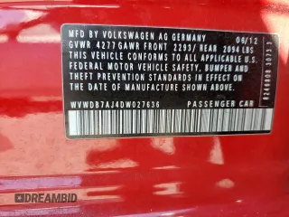2013 Volkswagen Golf w/Conv с VIN WVWDB7AJ4DW027636, выставлен на аукционе Copart как лот 66522775 с пробегом 188 647 миль миль и Чистый • Clean title. История ставок и продаж доступна на DreamBid. Изображение 12.
