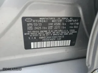 2013 Hyundai Sonata Hybrid with VIN KMHEC4A41DA074416, listed as a Copart auction lot 78780184 with 141,922 mi miles and Salvage Title. Bid and sale history available at carsss.com. Image 12.
