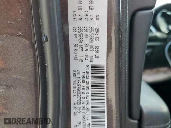 2019 Jeep Grand Cherokee Upland with VIN 1C4RJEAGXKC857859, listed as a Copart auction lot 57405585 with 54,237 mi miles and Salvage title. Bid and sale history available at DreamBid. Image 14.