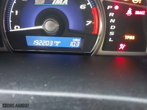 2008 Honda Civic Hybrid with VIN JHMFA36208S018725, listed as a IAAI auction lot 41815877 with 192,203 mi miles. Bid and sale history available at carsss.com. Image 7.