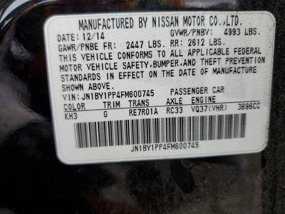 2015 Infiniti Q70 z VIN JN1BY1PP4FM600745, wystawiony jako Copart lot #44411015 z przebiegiem 80 509 mil mil oraz Szkoda całkowita • Salvage title. Historia ofert i sprzedaży dostępna na DreamBid. Obrazek 12.