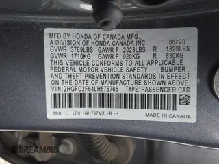 2020 Honda Civic LX with VIN 2HGFC2F64LH576765, listed as a IAAI auction lot 41881444 with 32,129 mi miles and . Bid and sale history available at DreamBid. Image 9.
