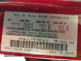 2013 Mazda 3 i Touring with VIN JM1BL1L77D1821613, listed as a IAAI auction lot 42013129 with 118,235 mi miles and . Bid and sale history available at DreamBid. Image 9.
