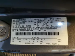 2022 Ford Escape SE с VIN 1FMCU0G69NUA70118, выставлен на аукционе Copart как лот 62036645 с пробегом 104 807 миль миль и Чистый • Clean title. История ставок и продаж доступна на DreamBid. Изображение 13.
