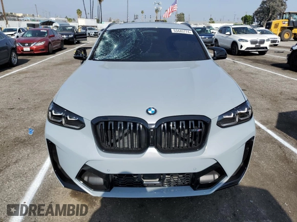 2023 BMW X4 M with VIN 5YM23EC08P9S82734, listed as a Copart auction lot 53445774 with 0 mi miles and Salvage Title. Bid and sale history available at carsss.com. Image 5.