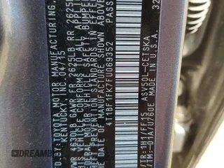 2015 Toyota Camry XLE with VIN 4T1BF1FK7FU069352, listed as a Copart auction lot 56123125 with 137,244 mi miles and Salvage Title. Bid and sale history available at DreamBid. Image 13.