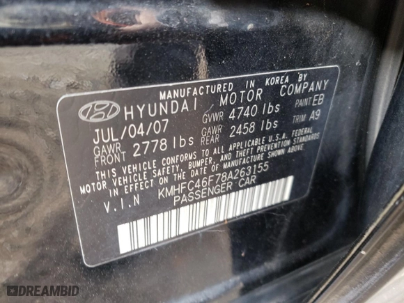 2008 Hyundai Azera Limited with VIN KMHFC46F78A263155, listed as a Copart auction lot 75874974 with 114,857 mi miles and Salvage Title. Bid and sale history available at carsss.com. Image 15.