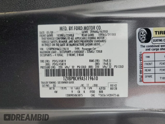 2010 Ford Mustang GT with VIN 1ZVBP8CH9A5119610, listed as a Copart auction lot 53712575 with 145,979 mi miles and Salvage title. Bid and sale history available at DreamBid. Image 12.