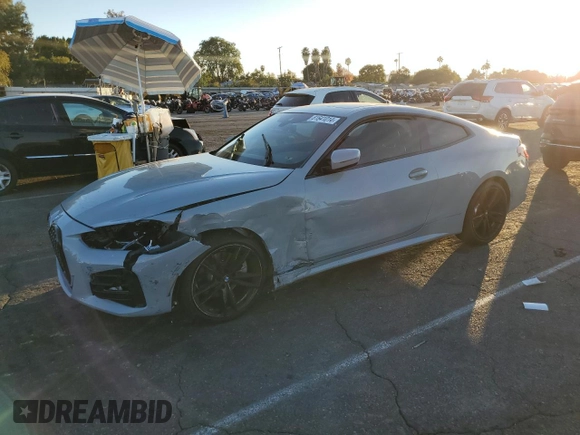 2023 BMW 4 Series 430i с VIN WBA53AP00PCN03414, выставлен на аукционе Copart как лот 81641014 с пробегом Не указан миль и Списание • Salvage title. История ставок и продаж доступна на DreamBid. Изображение 1.