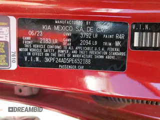 2023 Kia Forte LXS with VIN 3KPF24AD5PE652188, listed as a Copart auction lot 47497435 with 56,446 mi miles and Salvage Title. Bid and sale history available at carsss.com. Image 13.