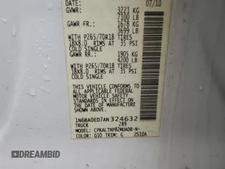 2010 Nissan Titan SE with VIN 1N6BA0ED7AN324632, listed as a Copart auction lot 57095185 with 156,391 mi miles and Salvage title. Bid and sale history available at DreamBid. Image 12.