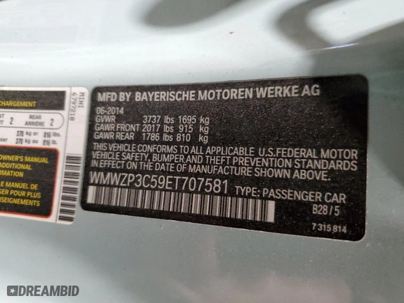 2014 MINI Cooper Convertible S with VIN WMWZP3C59ET707581, listed as a Copart auction lot 46983865 with 42,746 mi miles and Salvage Title. Bid and sale history available at carsss.com. Image 14.