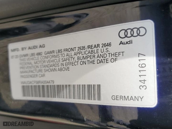 2024 Audi A5 Sportback S line Premium with VIN WAUDACF58RA004479, listed as a Copart auction lot 85113864 with 5,952 mi miles and Salvage Title. Bid and sale history available at carsss.com. Image 12.