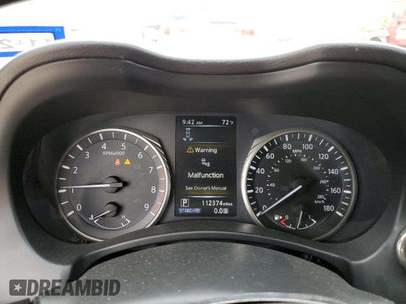 2019 Infiniti Q50 Red Sport 400 with VIN JN1FV7APXKM760676, listed as a Copart auction lot 53042805 with 112,374 mi miles and Salvage title. Bid and sale history available at DreamBid. Image 9.