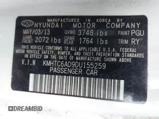 2013 Hyundai Veloster w/Black Int с VIN KMHTC6AD9DU155259, выставлен на аукционе IAAI как лот 42361365 с пробегом 261 896 миль миль и . История ставок и продаж доступна на DreamBid. Изображение 9.