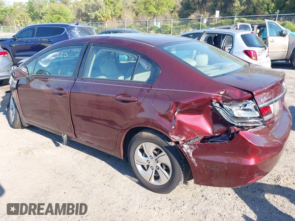 2015 Honda Civic LX with VIN 19XFB2F59FE026566, listed as a IAAI auction lot 41898679 with 42,112 mi miles. Bid and sale history available at carsss.com. Image 3.