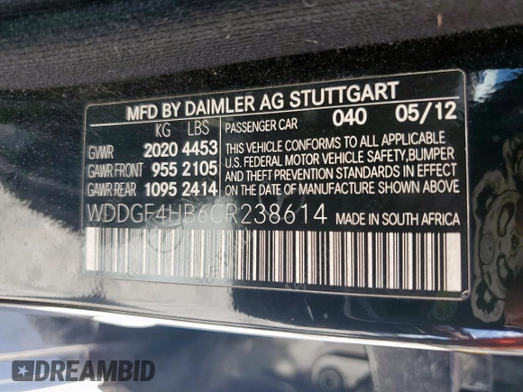 2012 Mercedes-Benz C 250 Sport с VIN WDDGF4HB6CR238614, выставлен на аукционе Copart как лот 61547715 с пробегом 107 849 миль миль и Списание • Salvage title. История ставок и продаж доступна на DreamBid. Изображение 12.