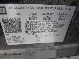 2024 Chevrolet Equinox LT with VIN 3GNAXUEG9RL244296, listed as a IAAI auction lot 42124390 with 36,135 mi miles and . Bid and sale history available at DreamBid. Image 9.
