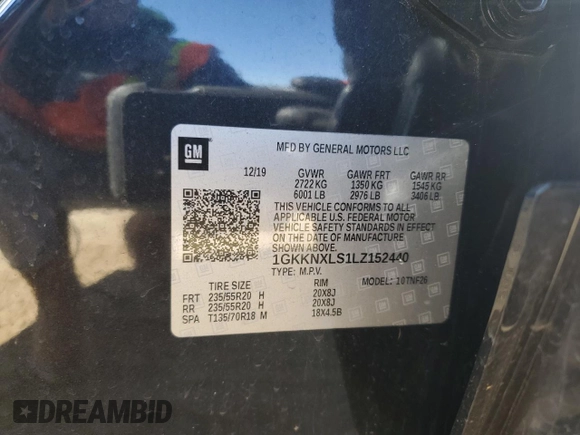 2020 GMC Acadia Denali with VIN 1GKKNXLS1LZ152440, listed as a Copart auction lot 46347165 with 67,682 mi miles and Salvage title. Bid and sale history available at DreamBid. Image 13.