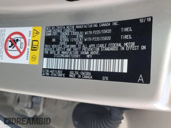 2019 Lexus RX 350 with VIN 2T2ZZMCA6KC120981, listed as a Copart auction lot 51824695 with 92,140 mi miles and Salvage Title. Bid and sale history available at DreamBid. Image 13.