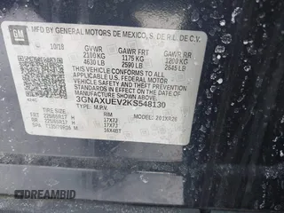 2019 Chevrolet Equinox LT z VIN 3GNAXUEV2KS548130, wystawiony jako IAAI lot #41587689 z przebiegiem 70 019 mil mil oraz . Historia ofert i sprzedaży dostępna na DreamBid. Obrazek 9.