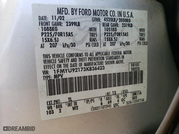 2003 Ford Escape XLS Popular with VIN 1FMYU92173KB36423, listed as a Copart auction lot 78237614 with 194,063 mi miles and Salvage Title. Bid and sale history available at carsss.com. Image 16.