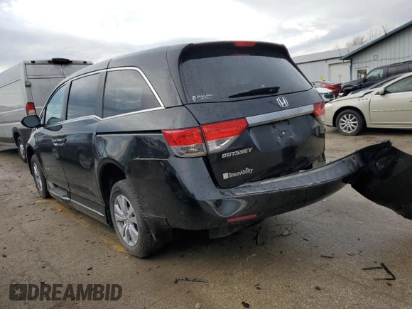 2014 Honda Odyssey EX-L with VIN 5FNRL5H62EB036964, listed as a Copart auction lot 46581355 with 62,290 mi miles and Salvage Title. Bid and sale history available at DreamBid. Image 2.