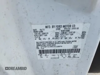 2012 Ford F-150 XL with VIN 1FTMF1CM5CFC22670, listed as a Copart auction lot 63922655 with Not provided miles and Salvage title. Bid and sale history available at DreamBid. Image 12.