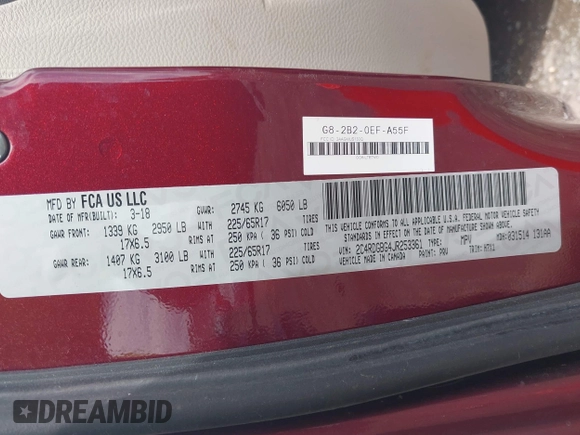 2018 Dodge Grand Caravan SE Plus with VIN 2C4RDGBG4JR253361, listed as a IAAI auction lot 42090745 with 237,044 mi miles and . Bid and sale history available at DreamBid. Image 9.
