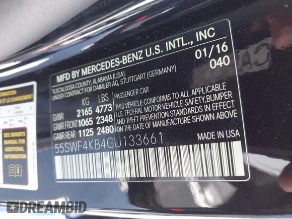 2016 Mercedes-Benz C 300 Luxury with VIN 55SWF4KB4GU133661, listed as a IAAI auction lot 41916022 with 100,926 mi miles and . Bid and sale history available at carsss.com. Image 9.