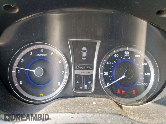 2012 Hyundai Azera with VIN KMHFH4JG5CA156258, listed as a Copart auction lot 59079035 with 223,162 mi miles and Salvage title. Bid and sale history available at DreamBid. Image 9.